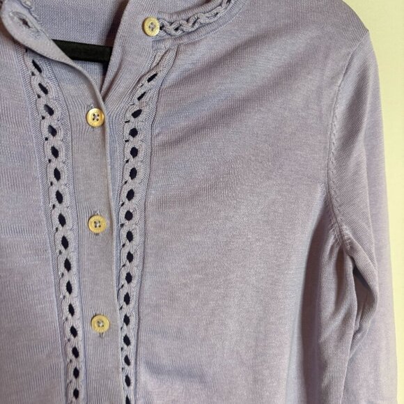 Brooks Brothers lavender periwinkle silk blend cardigan sweater - Picture 2 of 5